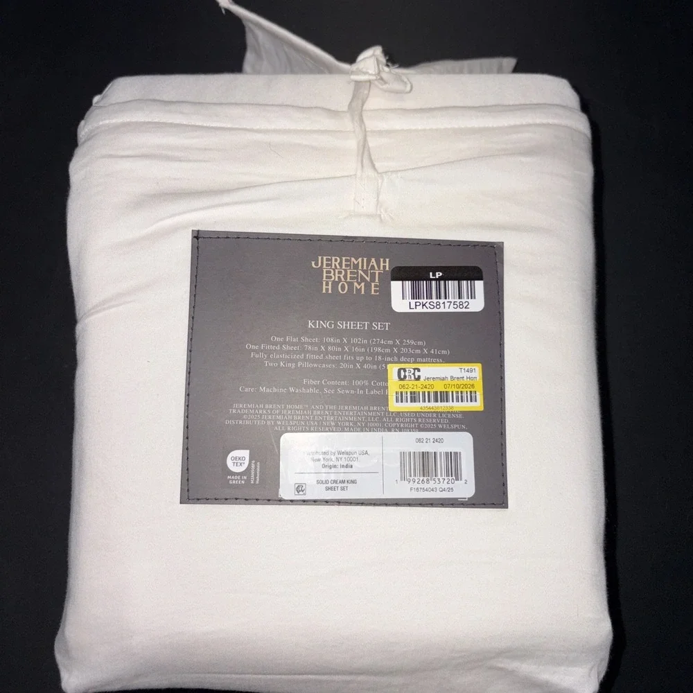 Jeremiah Brent Home Cotton Sateen Weave  4 Piece Sheet Set Size King 20720